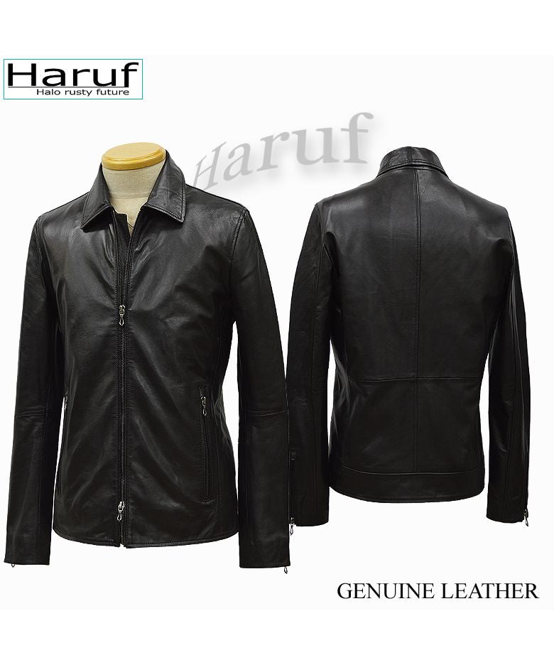 Haruf Leather Jacket Rider Jacket Men's Genuine Leather Lamb Leather S