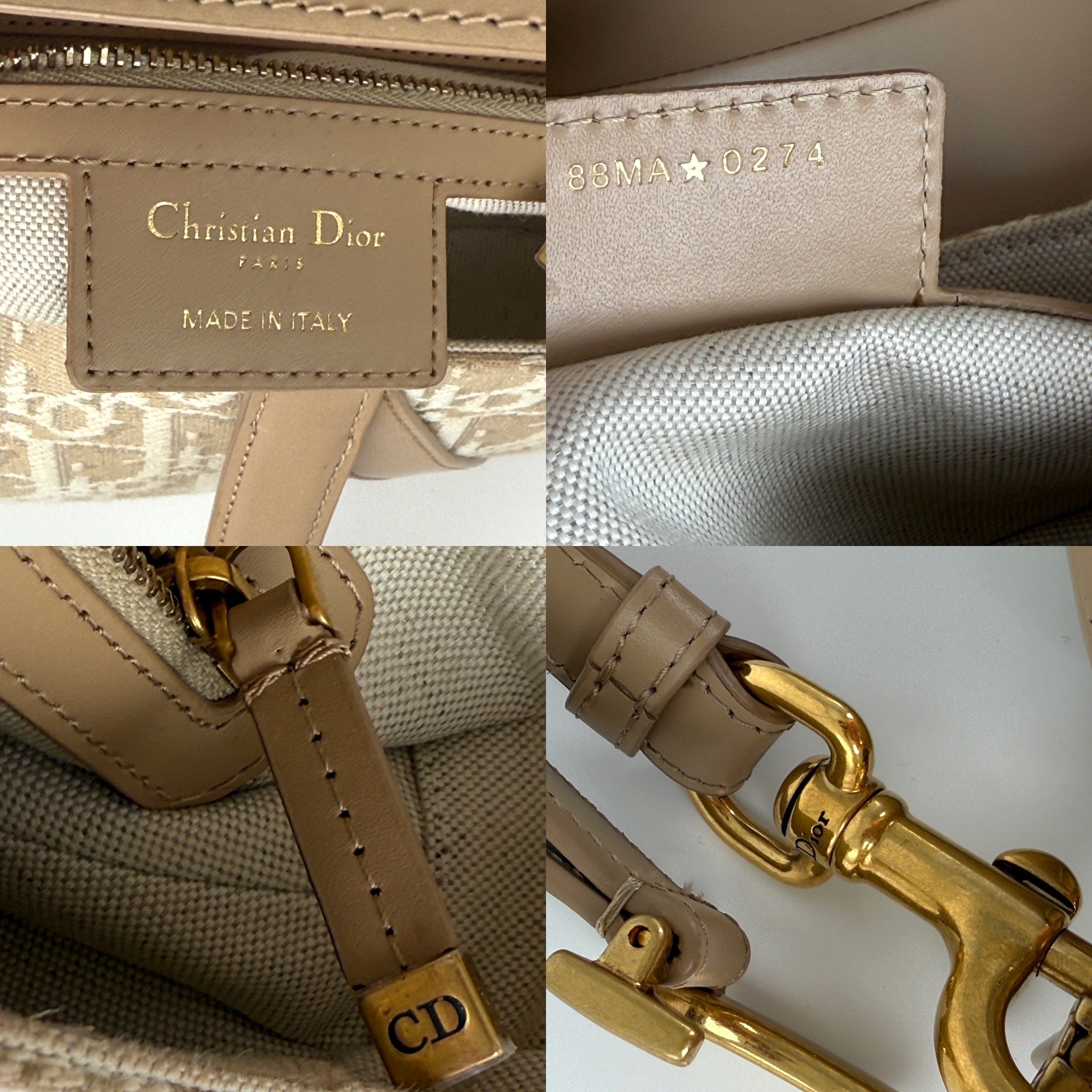 Christian Dior Beige Oblique 2024 Jacquard Monogram Leather Saddle