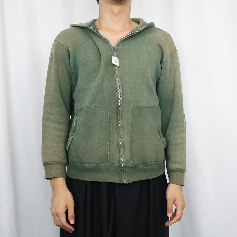 50年代 60年代 50s 60s グリーン 無地 スウェットパーカー フルジップ