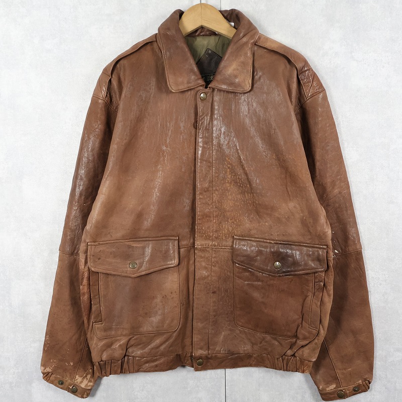 80年代 80s エディバウアー ブラウン 本革 革ジャン │ヴィテージ古着