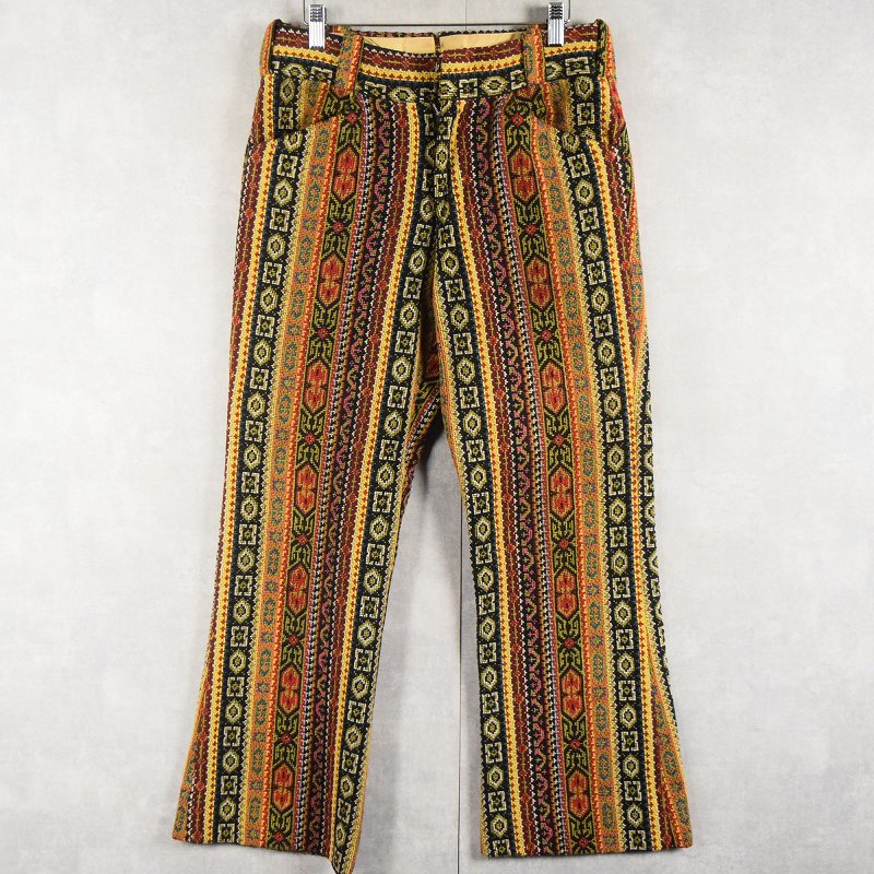 60年代 60s 総柄 ストライプ柄 フレアパンツ talonジッパー