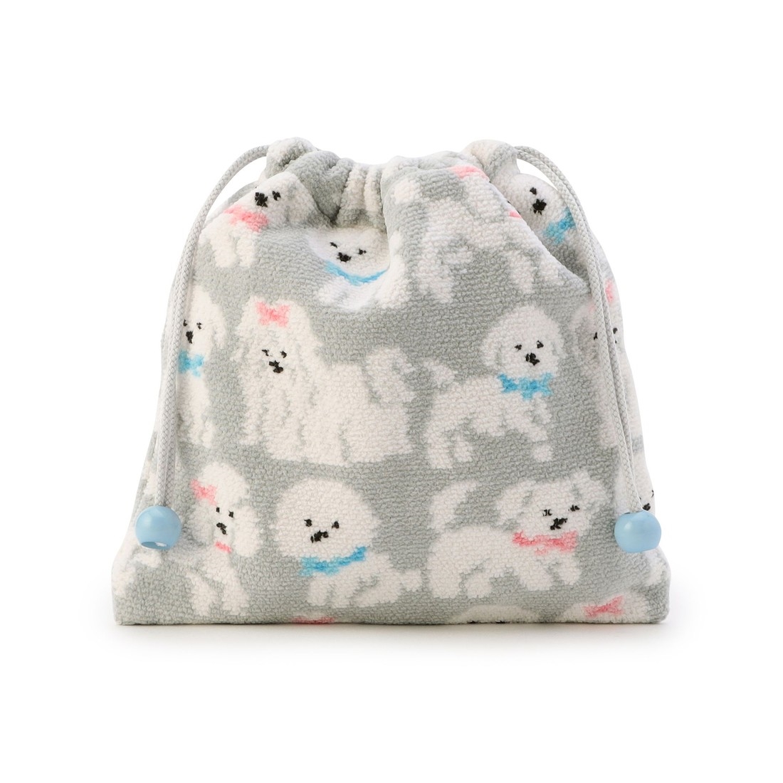 モフモフワンチャン 巾着 L/MWC-257366(シルバーグレー): LOVERARY BY