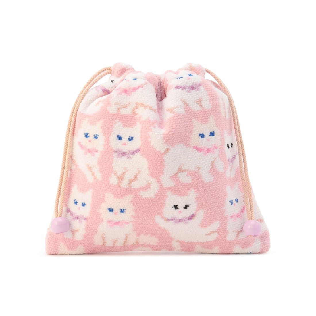 モフモフネコチャン 巾着 L/MNC-260283(ペールピンク): LOVERARY BY