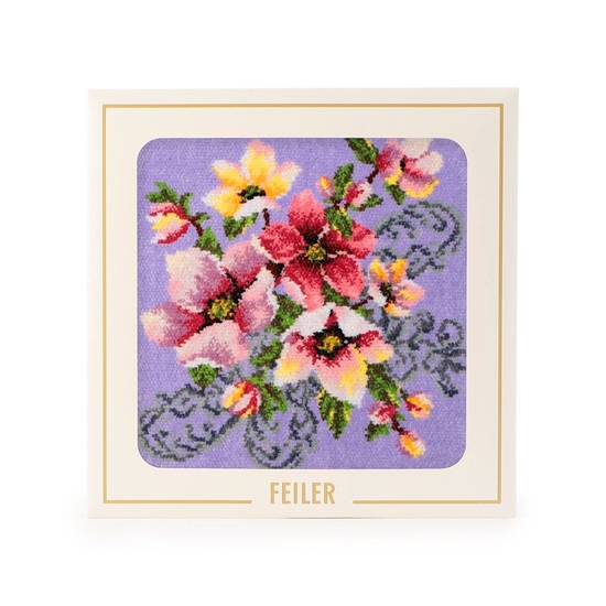 FEILER 花柄ミニクッション 紫色 2個セット