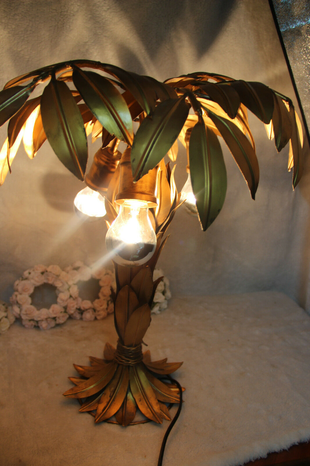 Mid century Hollywood regency Hans Kogl Palm Tree lamp metal gold