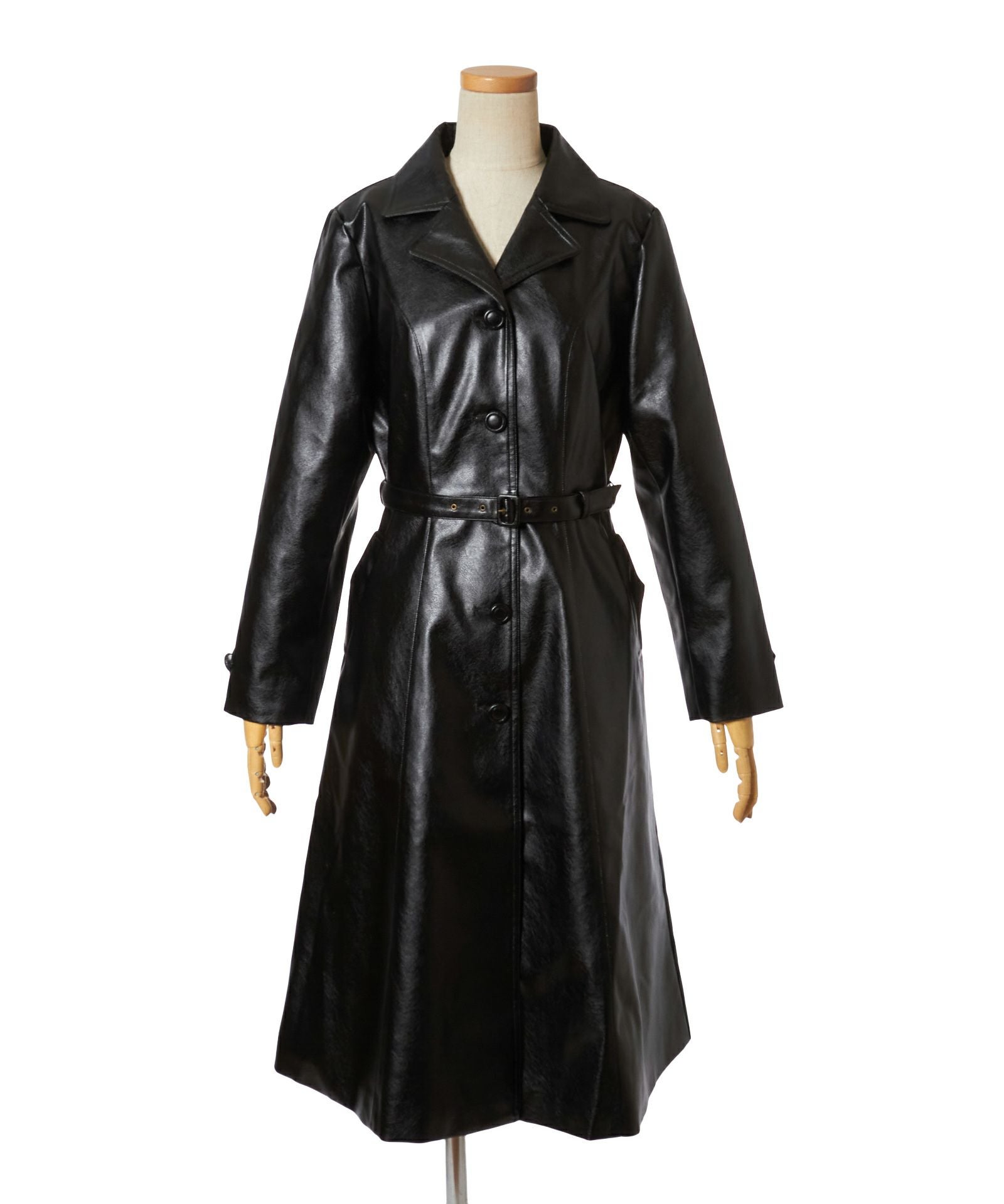 □フェイクレザー開衿コート/an another angelus [47BD03j003] | F