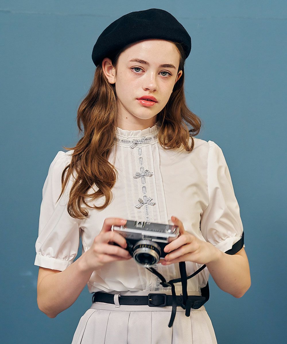 ご予約】ギンガムチェックはしごリボンブラウス/F i.n.t [57AF02h003