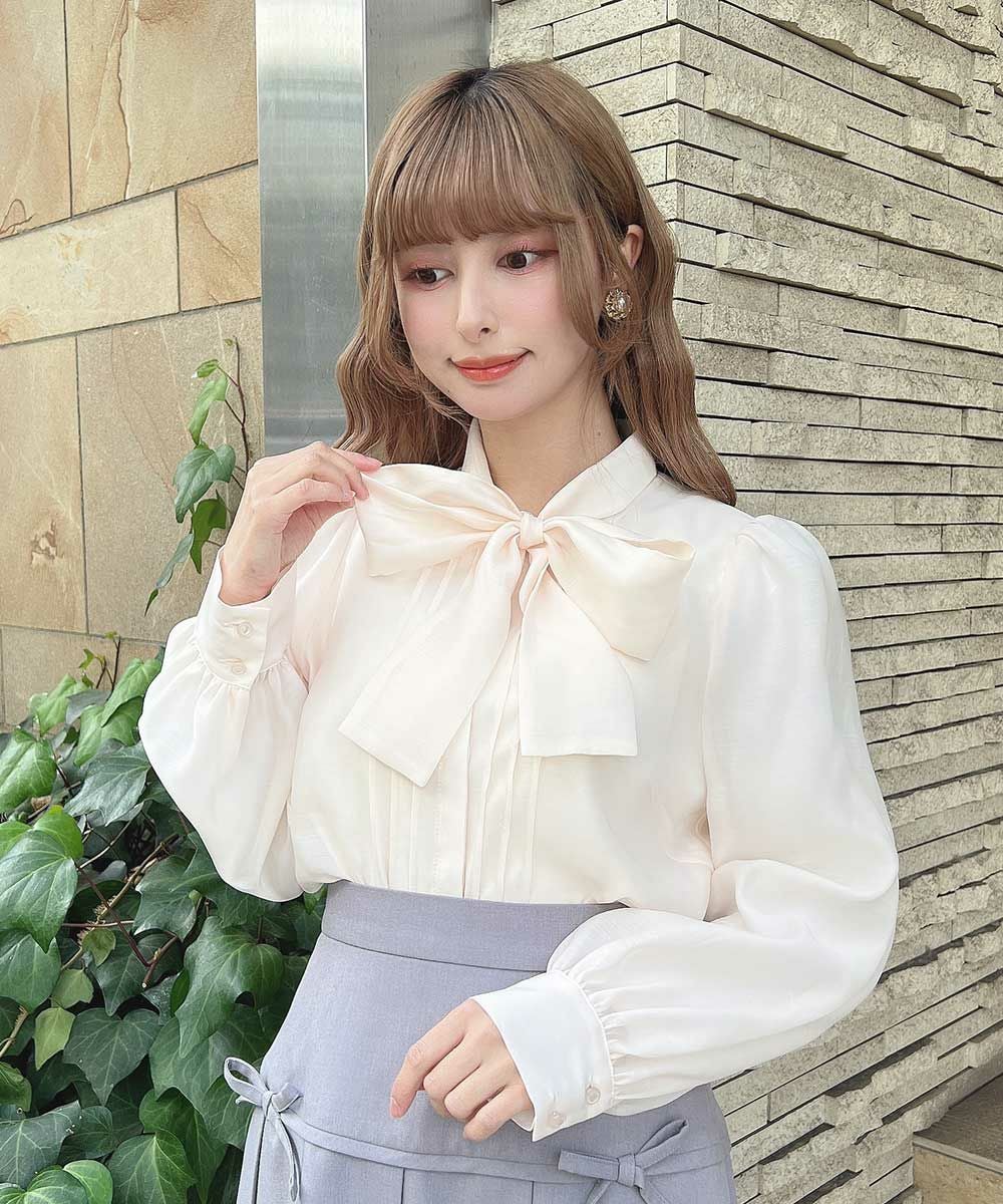 フロントピンタックシアーボウタイブラウス/an another angelus