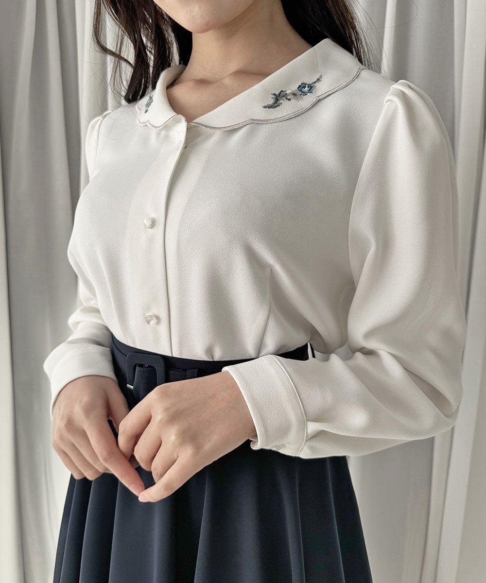 ローズ刺繍スカラップ衿ブラウス/an another angelus [57BF02j006] | F