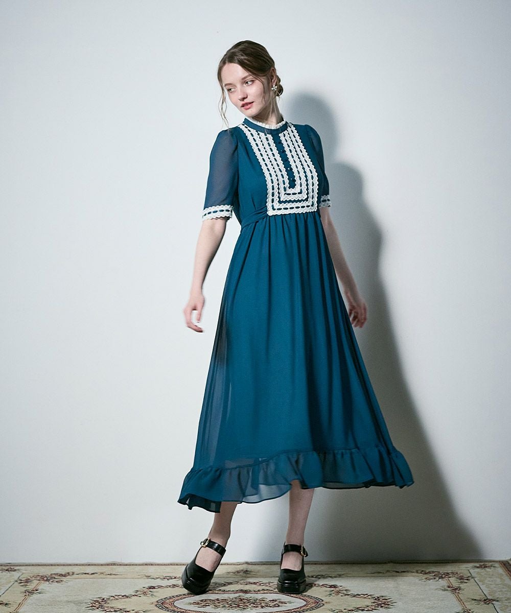 □はしごリボン使いジョーゼットロングワンピース/an3 Limited