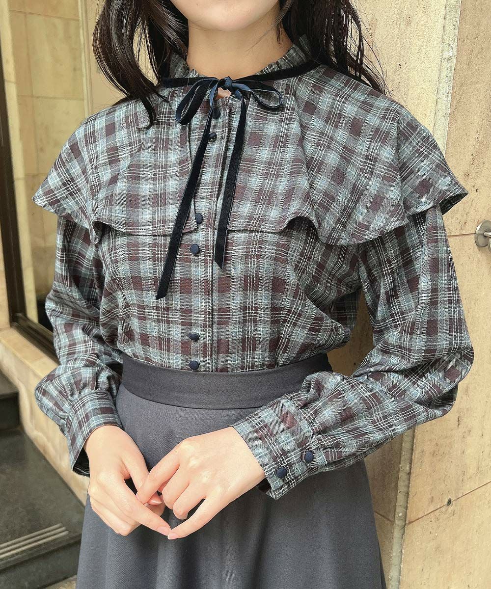 ケープ付きチェックブラウス/F i.n.t [55AF02j002] | F i.n.t公式通販