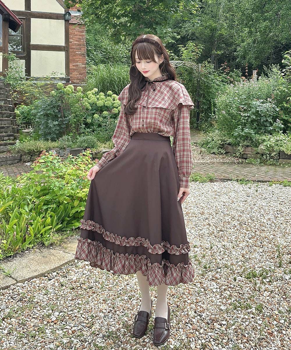 チェックフリル使いフレアースカート/F i.n.t [55AG02p001] | F i.n.t