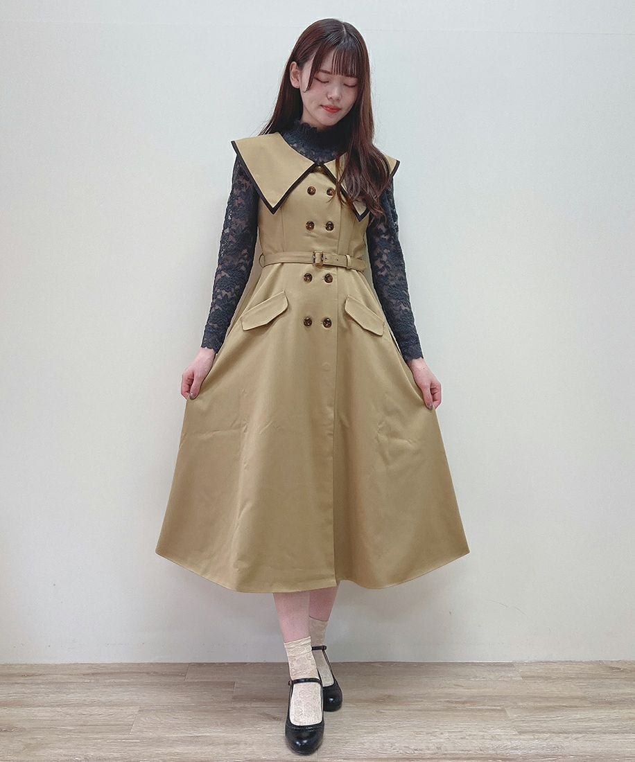 □ビッグカラートレンチジレワンピース/an another angelus