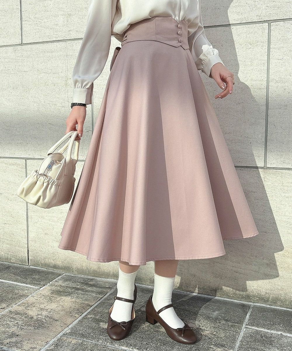 プラダ ロゴ刻印バックルベルト付き フレアスカート Aライン 42 PRADA