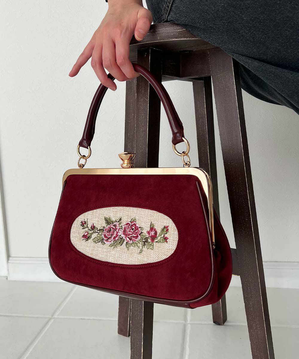 アートタッチフラワー刺繍ハンドバッグ/an another angelus