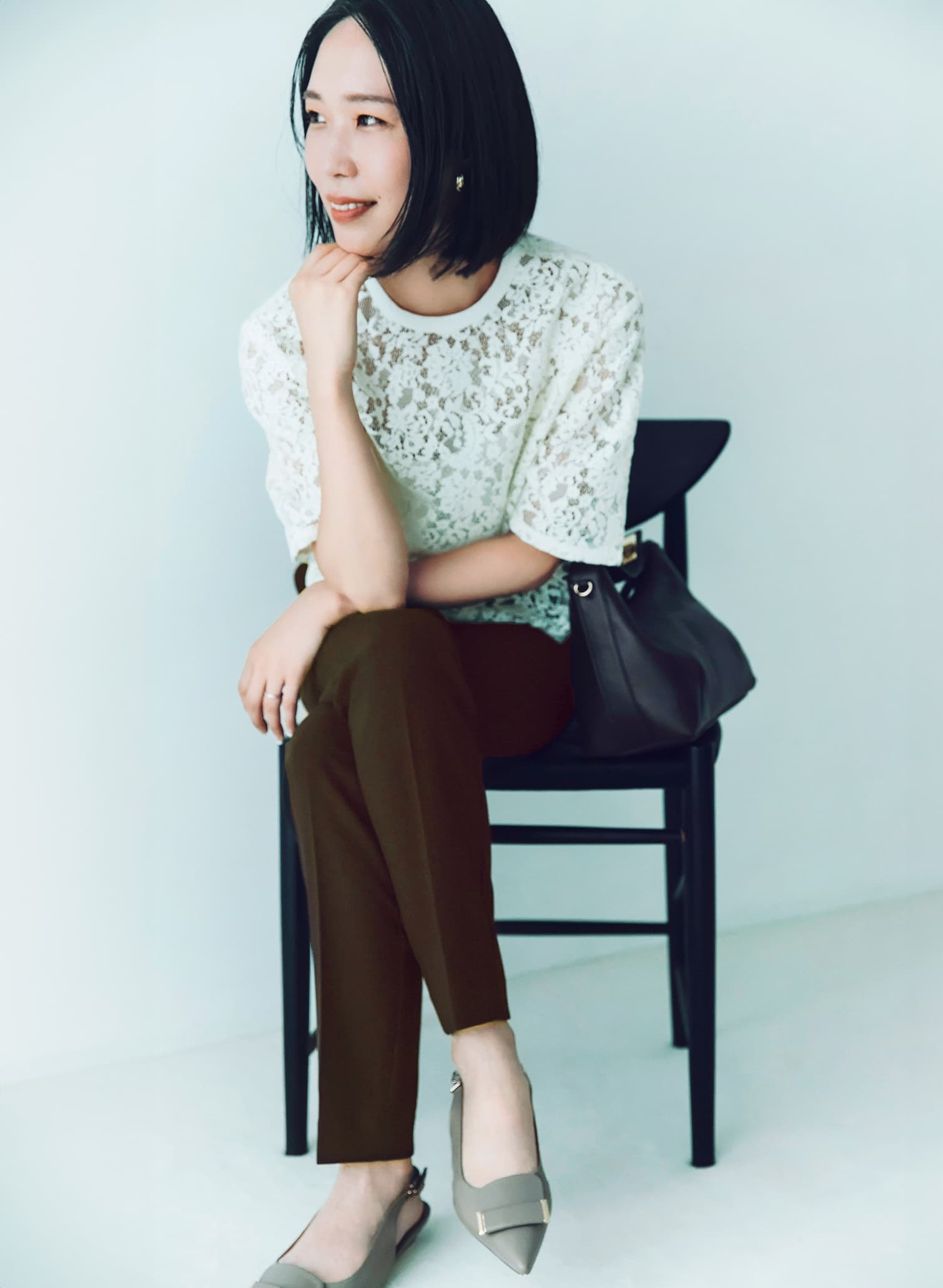 EC限定色/佐藤佳菜子さんコラボ】クロップドレースブラウス｜LOUNIE