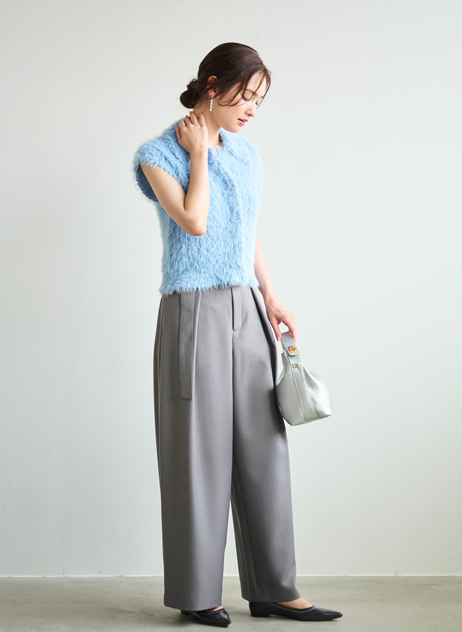 吉田理紗さんコラボ】ベルト付きタックワイドパンツ｜LOUNIE（ルーニィ