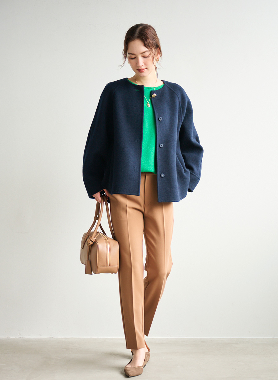 super 100's＞リバーノーカラーショートコート｜LOUNIE（ルーニィ