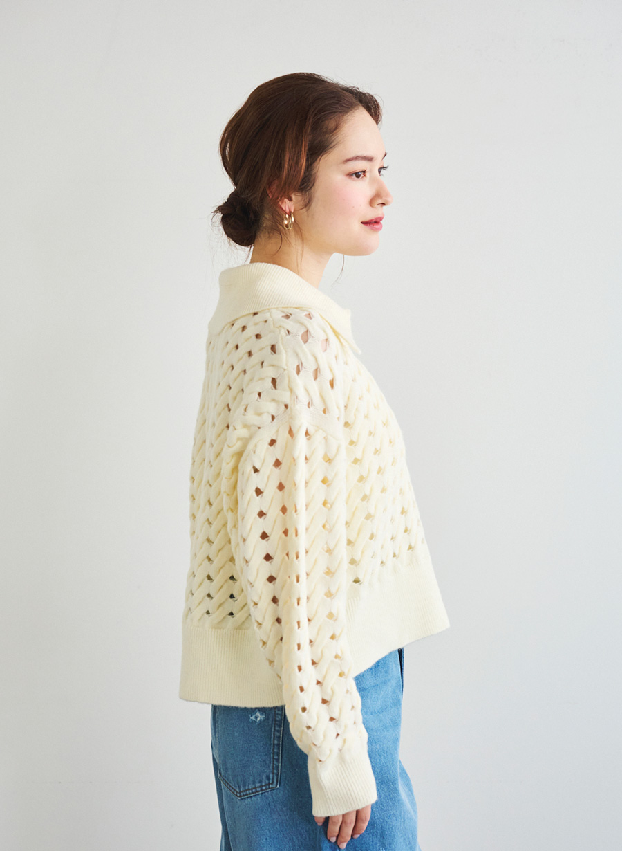 衿付きケーブルニットプルオーバー｜LOUNIE（ルーニィ）公式サイト