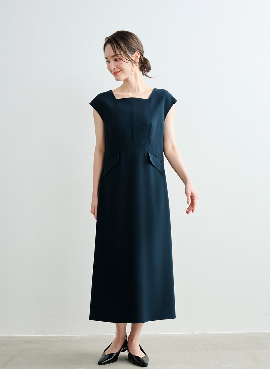 ツイルストレッチスクエアネックワンピース｜LOUNIE（ルーニィ）公式