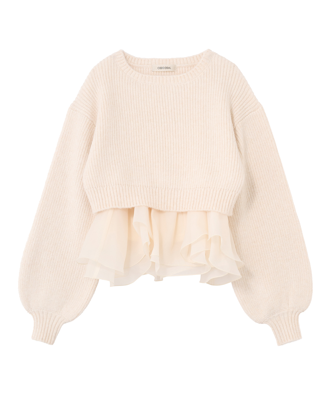 ペプラムブラウス×パフスリーブニットセット｜PETAL ONLINE（ペタル