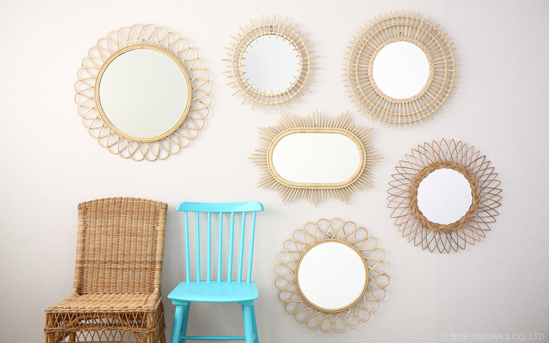 Q16353ND ラタン サンミラー 花型 径60cm | 【SR-net】Sunflower