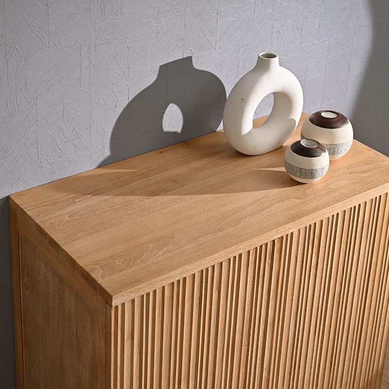 チーク 無垢材 リブキャビネット 幅80cm G662XPを激安で販売する京都の