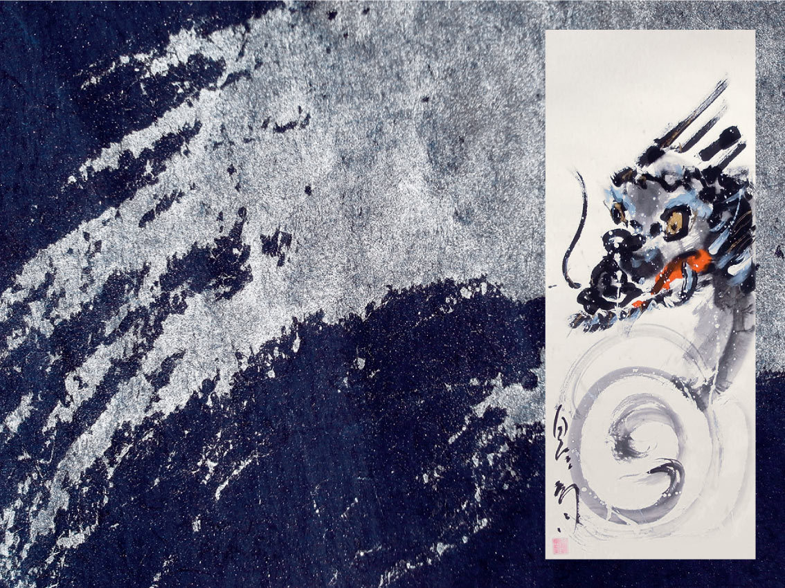 初見良昭 自筆書道巻物 