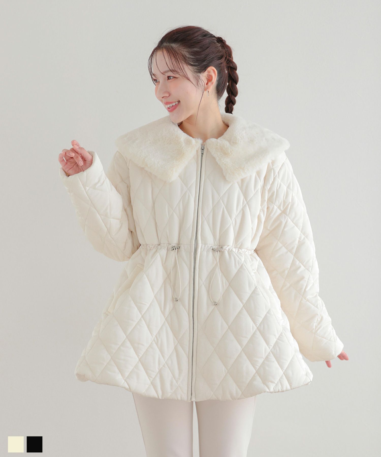 ファー襟キルティングコート【在庫調整分 12/18 12:30-】【宅配便