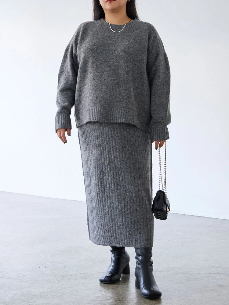 C．グレー 【LAVEANGE(ラビアンジェ)】ニットセットアップ