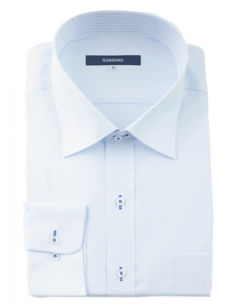 サックス 【形態安定】長袖ワイシャツ 先染め セミワイド L.グレー/M