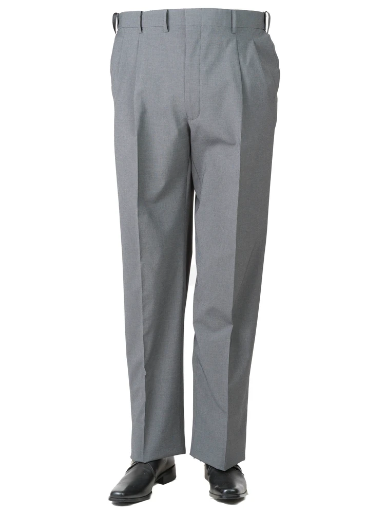 M．グレー 【GIOVANNI AREZZO】ストレッチ千鳥柄ツータックスラックス