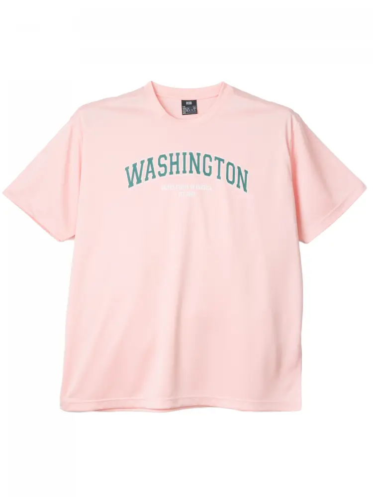 ピンク ドライメッシュ半袖プリントTシャツ（カレッジ） | フォーエル