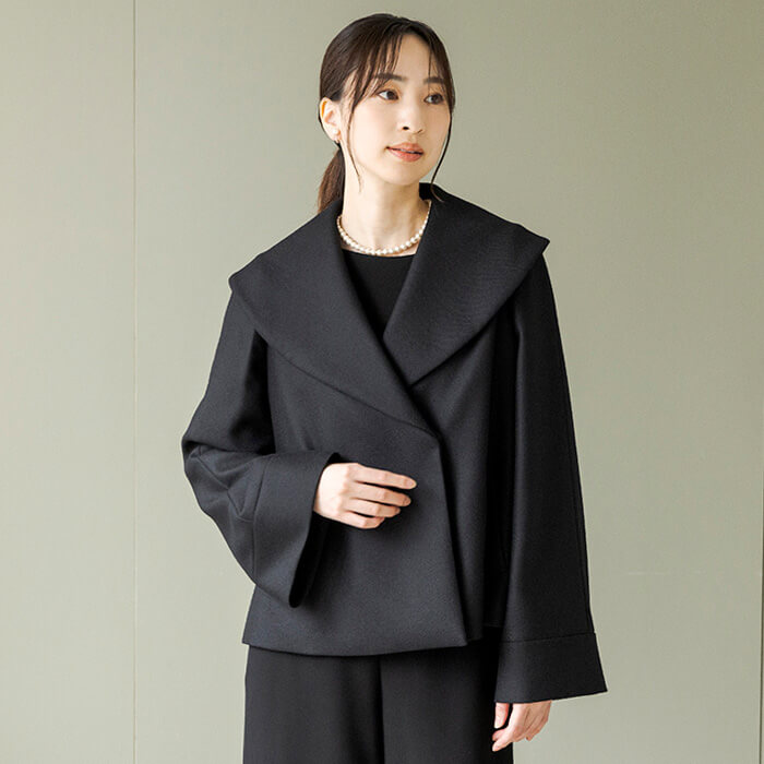 ウール100％のショールカラーコート 9号・ブラック｜東京ソワール
