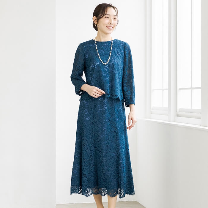 コードレースの華やぎセットアップドレス 9号・グリーン｜東京