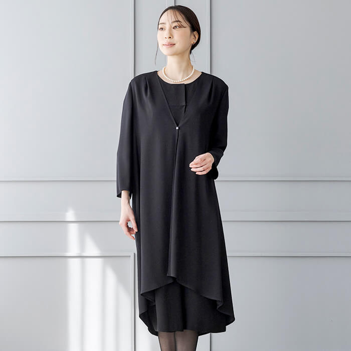 洗える｜一枚仕立てのロング丈ジャケット M・ブラック｜東京ソワール