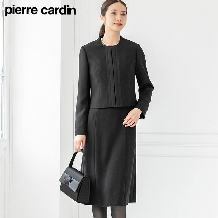 サテントリミングが美しいアンサンブル 13号・ブラック｜東京