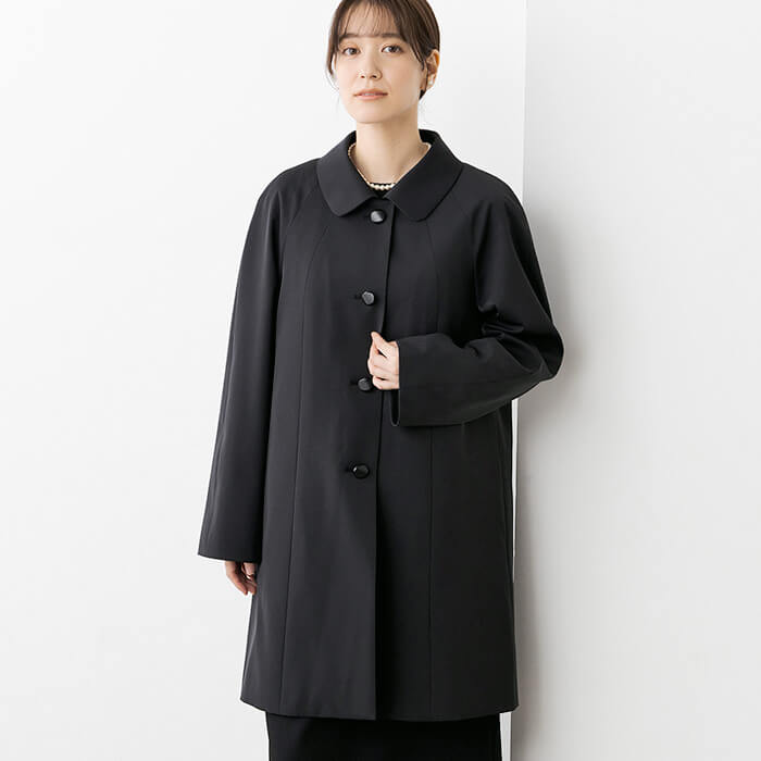 ラグラン仕立てのショールカラーコート 9号・ブラック｜東京ソワール