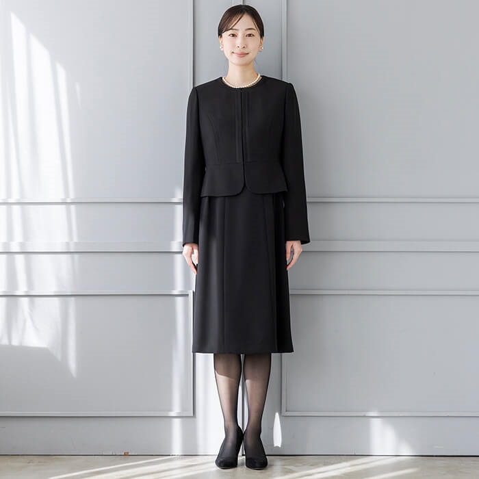 洗える前開きアンサンブル 11号・ブラック｜東京ソワールオンライン