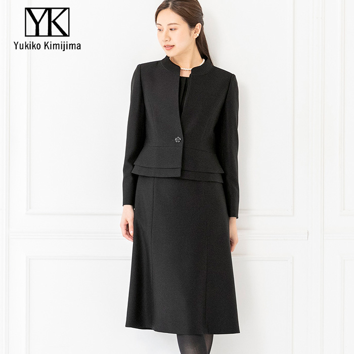 洗える｜サテン切り替えのアンサンブル 9号・ブラック｜東京ソワール