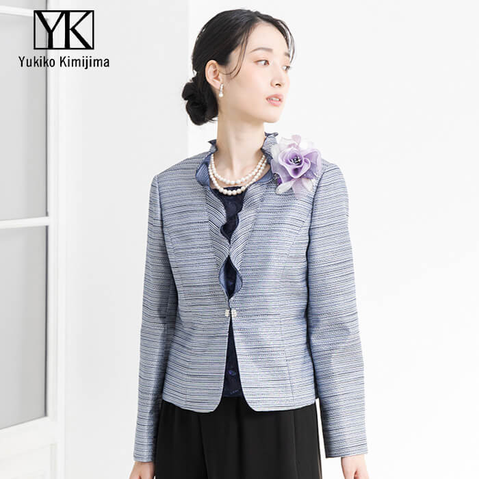 胸当て付きフォーマルジャケット 15号・ネイビー｜東京ソワール