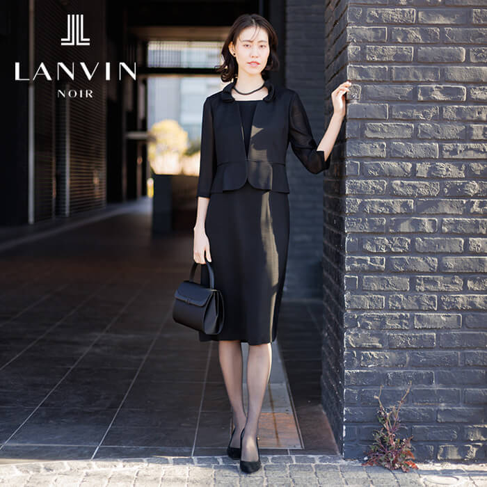 フラワーカラーの絽のフォーマルワンピース 9号・ブラック｜東京