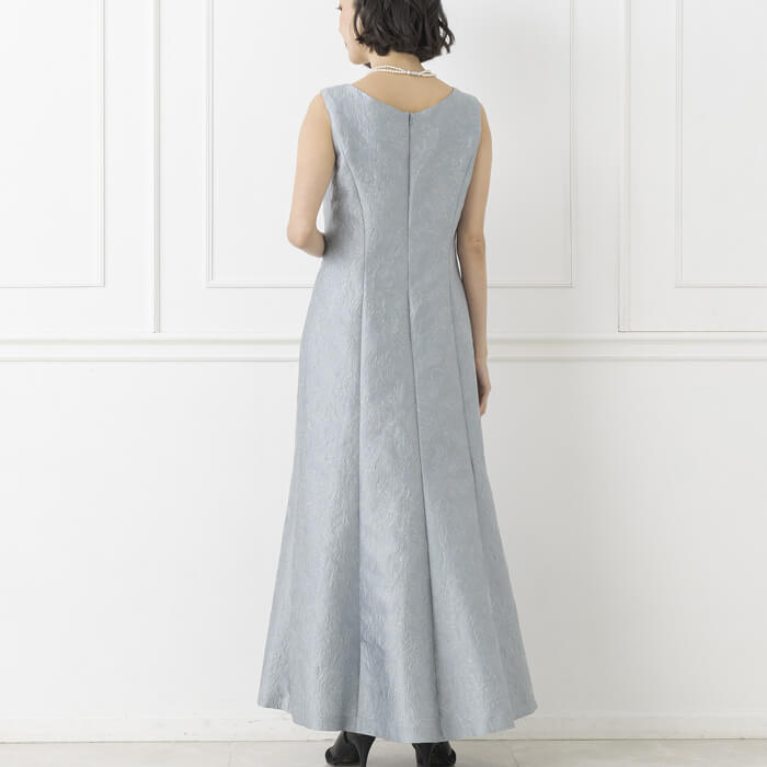 ケープ付きロングドレス 9号・ウォーターブルー｜東京ソワール