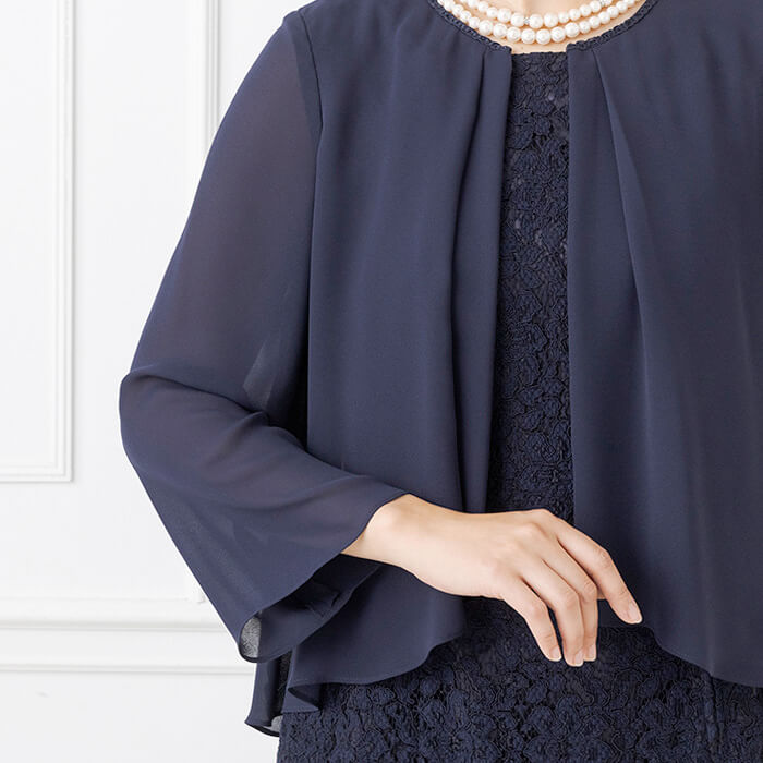 カバーアップ付きレースワンピース 9号・ネイビー｜東京ソワール