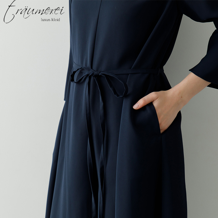 WEB限定｜ポケット付きワイドオールインワンドレス 13号・ネイビー