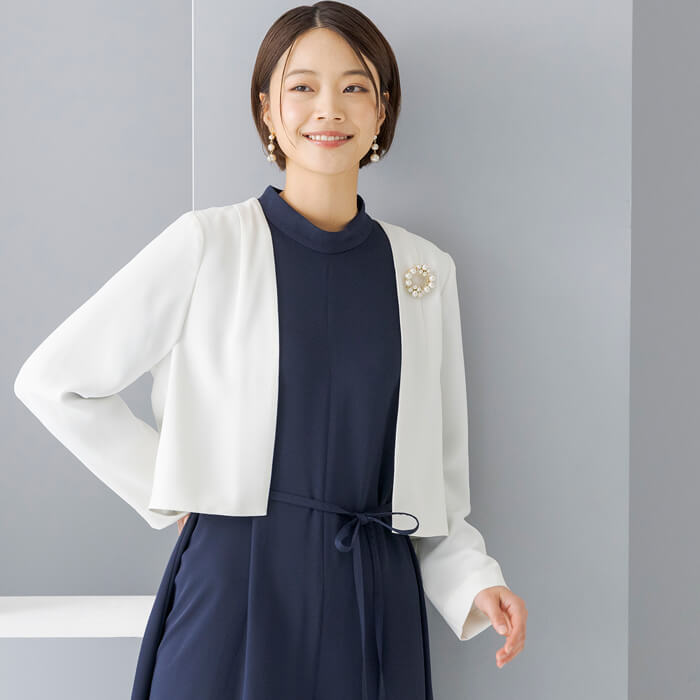 WEB限定｜コンパクボレロジャケット 9号・オフホワイト｜東京ソワール