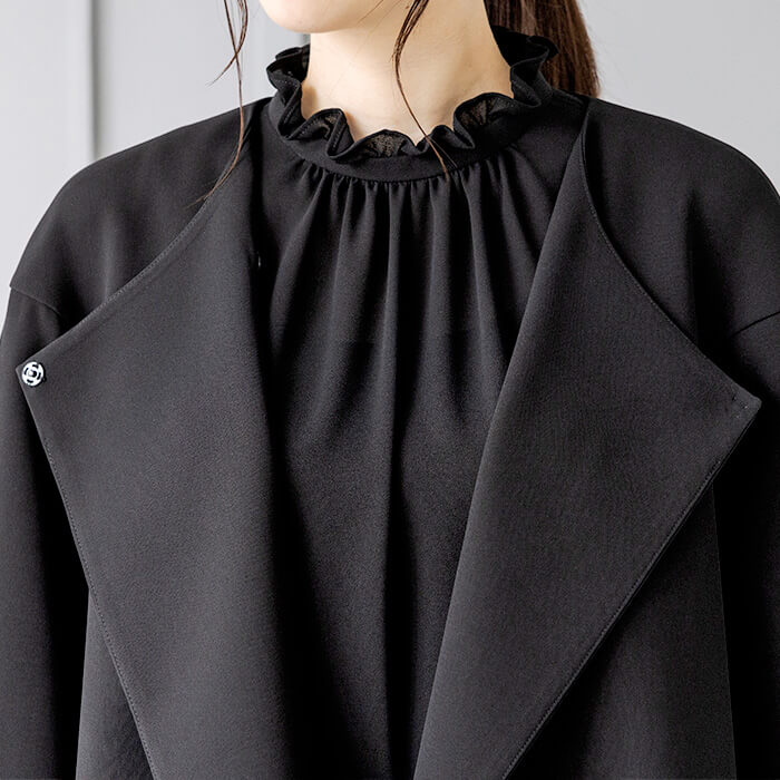 洗える｜ノーカラーのボレロジャケット M・ブラック｜東京ソワール