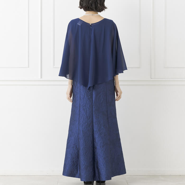 ケープ付きロングドレス 9号・ネイビー｜東京ソワールオンラインストア