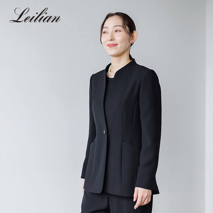 レリアン×東京ソワール／ブラウス付きパンツスーツ 11号・ブラック