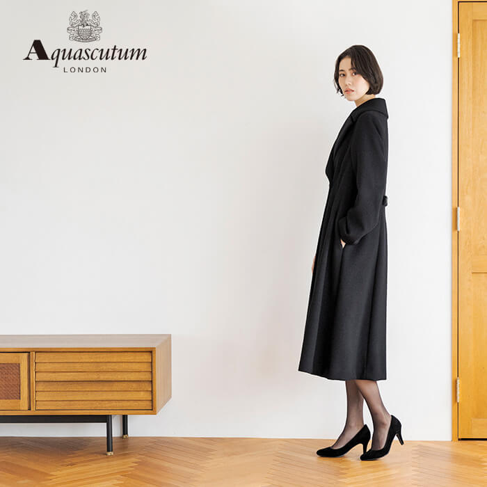 アンゴラ混のクラシカルなコート M・ブラック｜東京ソワール